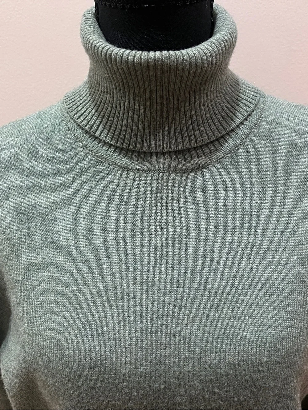 Patrick Michael Womens Sage Green 100% Cashmere Turtleneck Sweater Knit Luxury L
